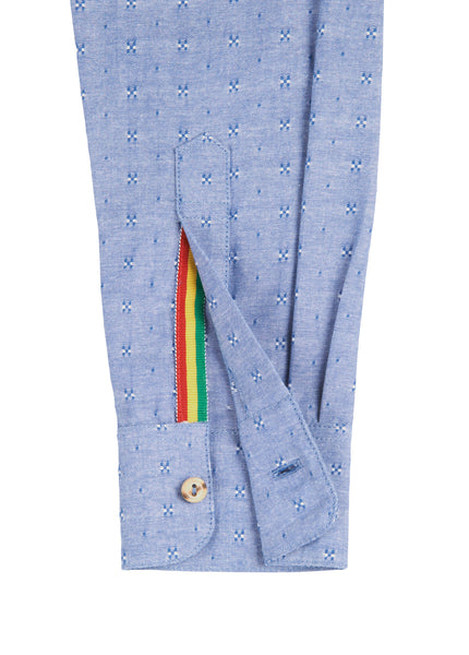 Slim Button Down - Blue Dobby