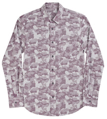 Camo Jacquard Button Down Shirt - Maroon